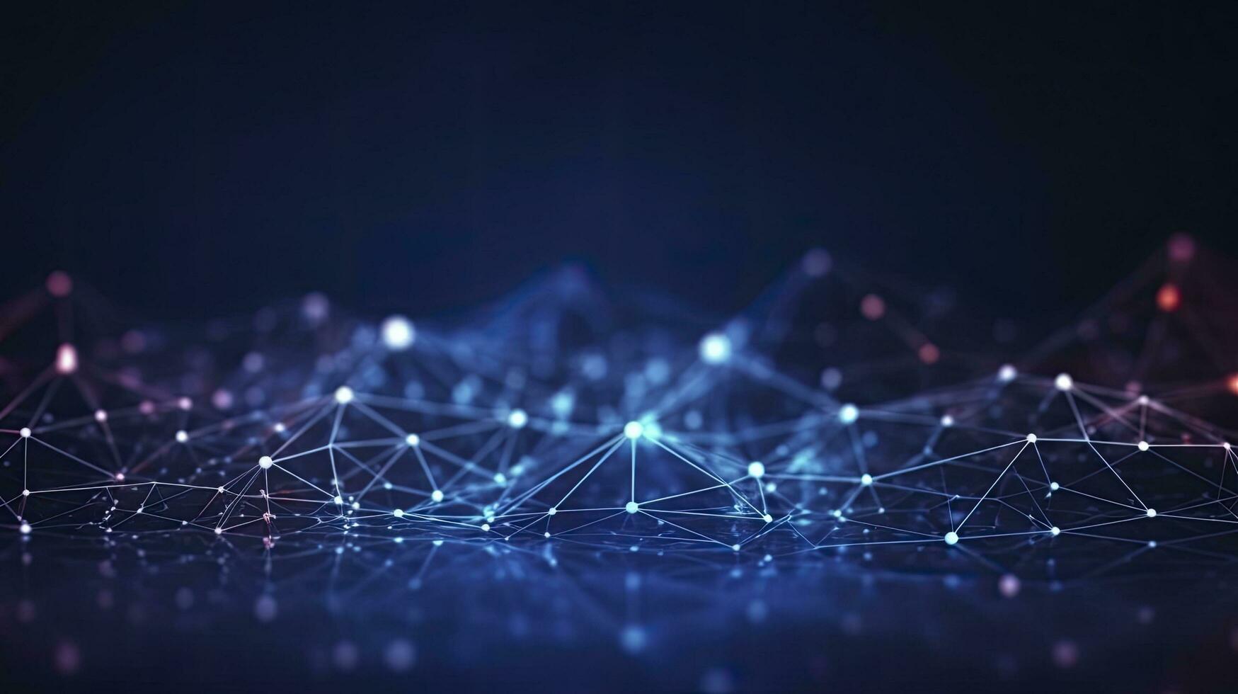 AI generated Abstract connected dots and lines. Motion of digital data flow. AI Generated photo