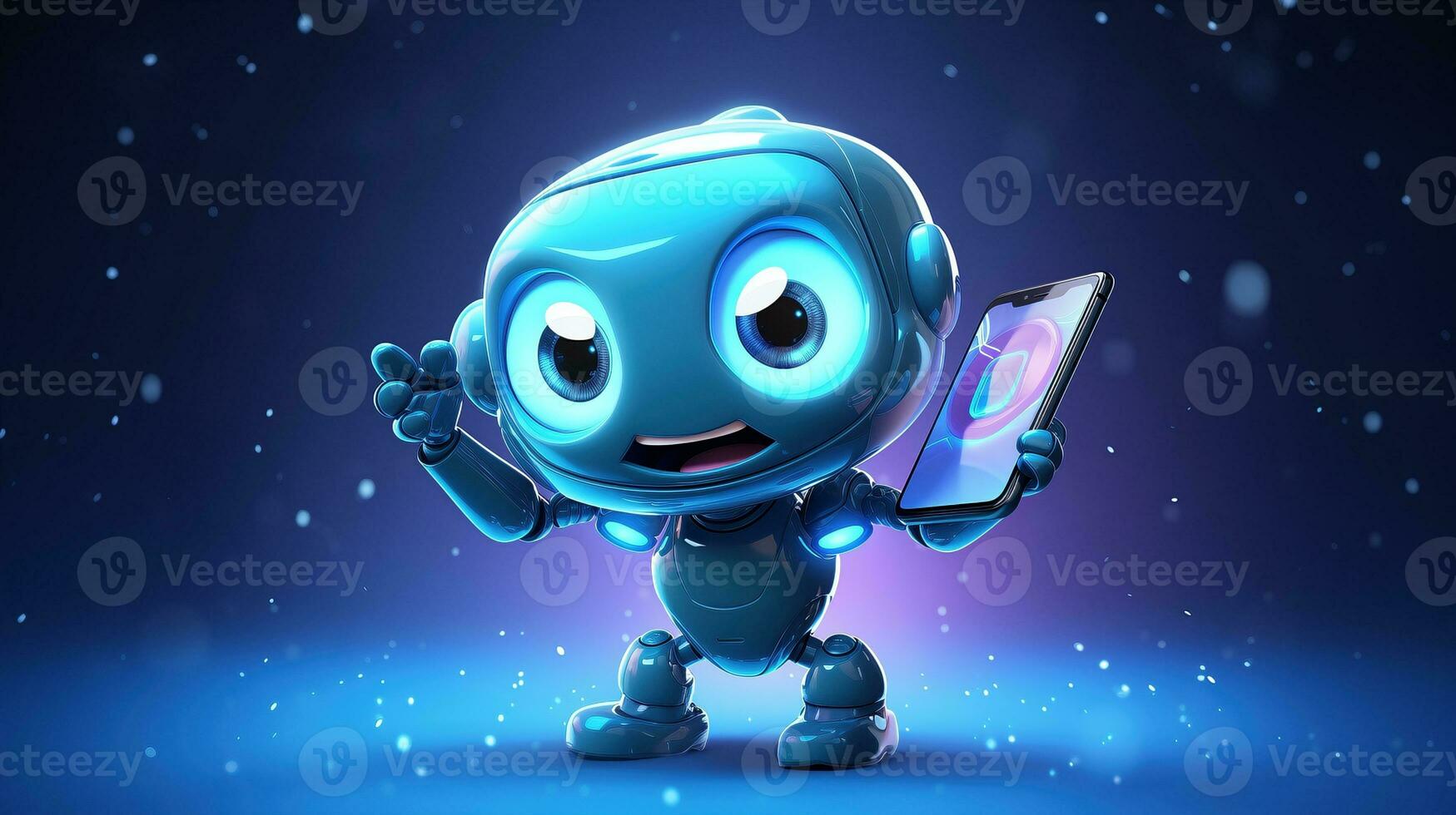 AI generated Cute robot joking funny ai generated character 3d image photo