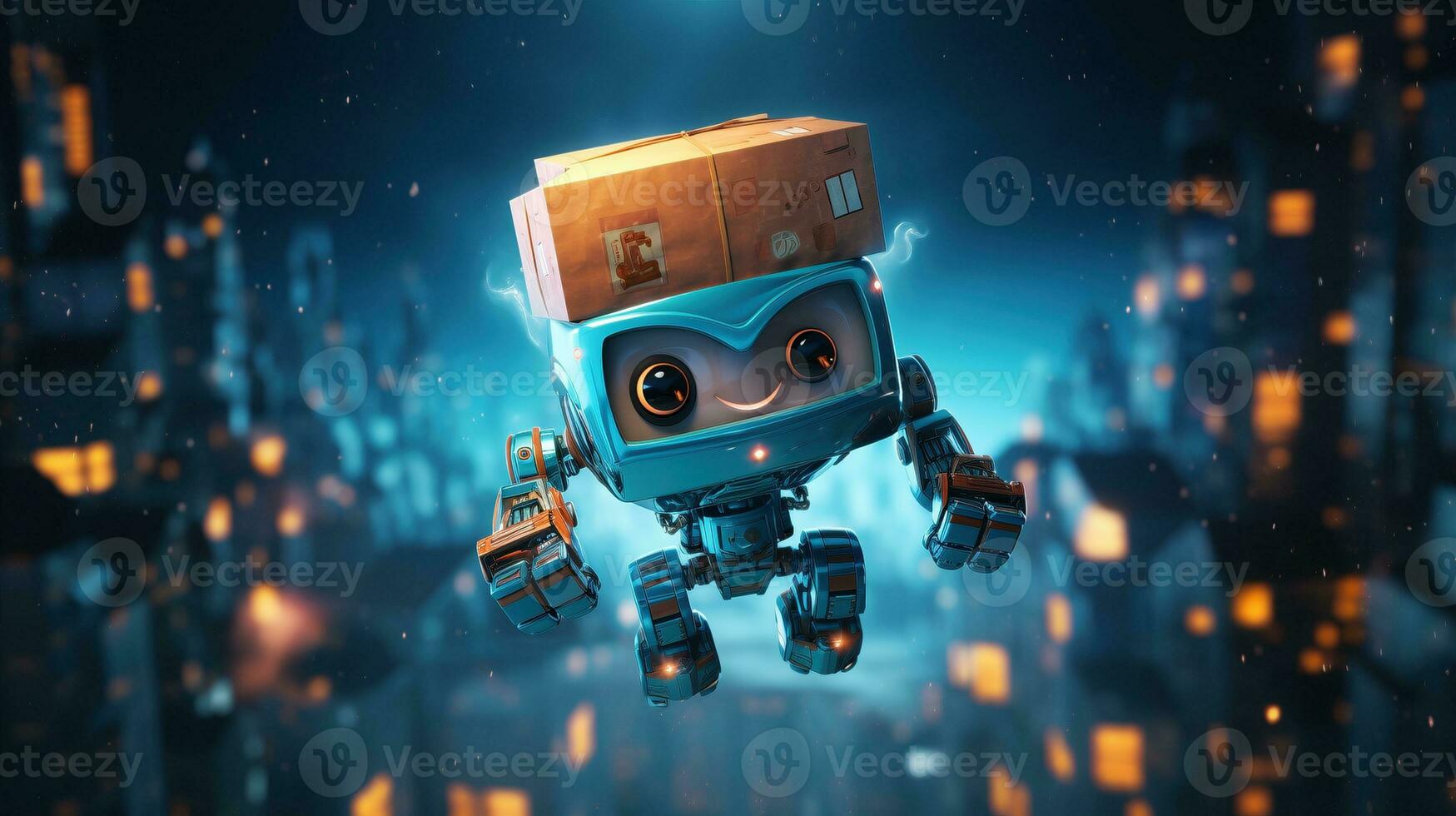 AI generated Cute robot joking funny ai generated character 3d image photo