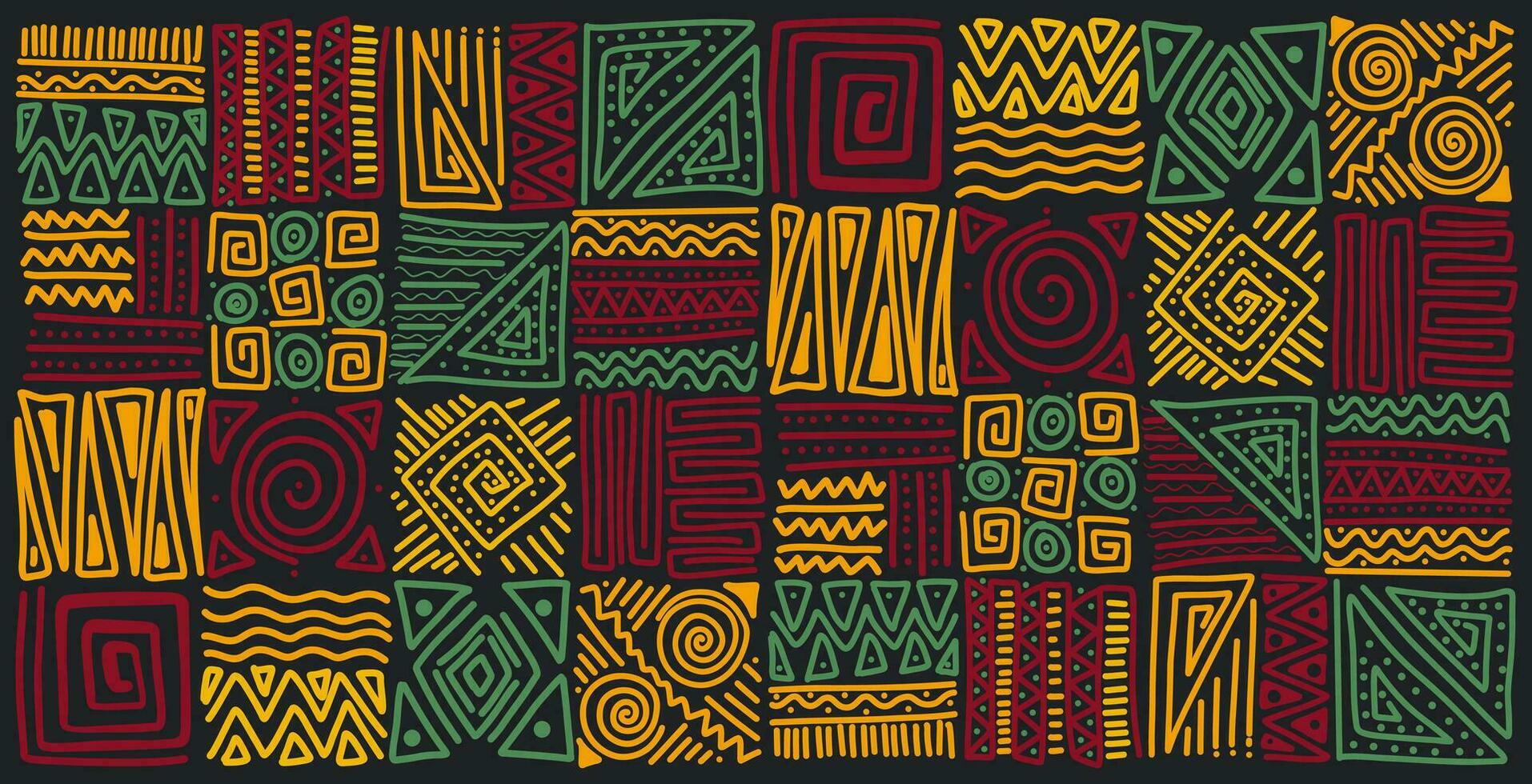 hand drawn astract africa pattern background vector