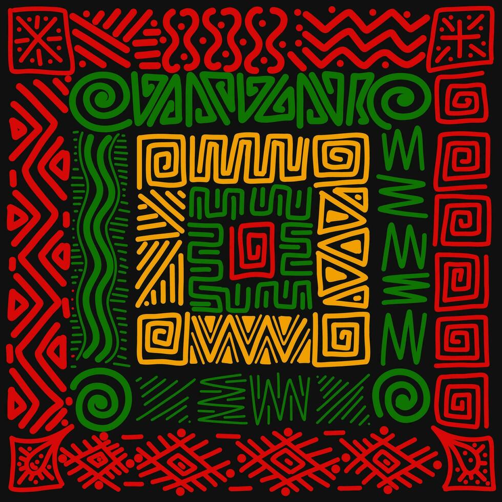 hand drawn astract africa pattern background vector