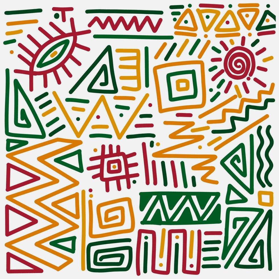 hand drawn astract africa pattern background vector