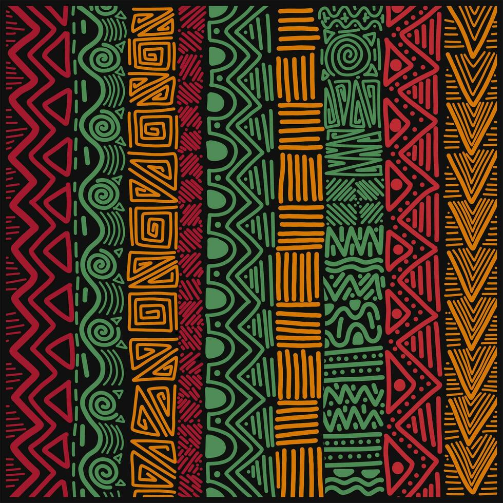 hand drawn astract africa pattern background vector