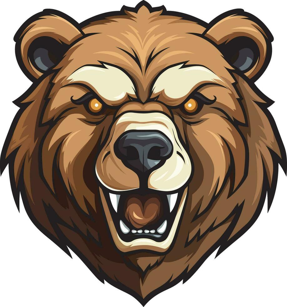 Angry grizzly bear head mascot vector