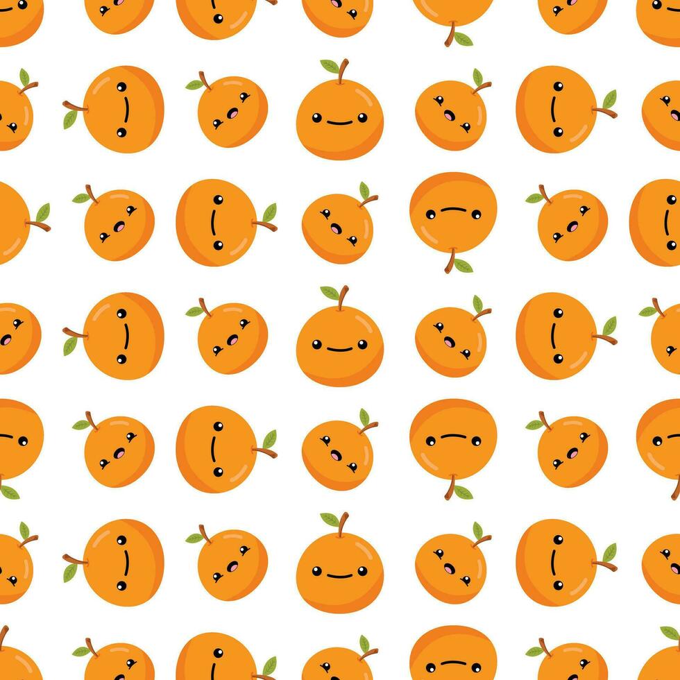 Cute happy oranges seamless pattern vector