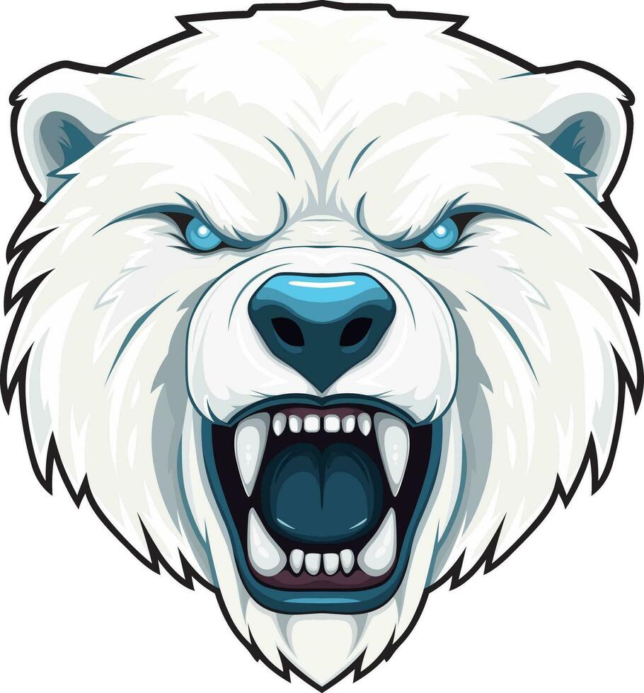 Angry polar bear face mascot vector