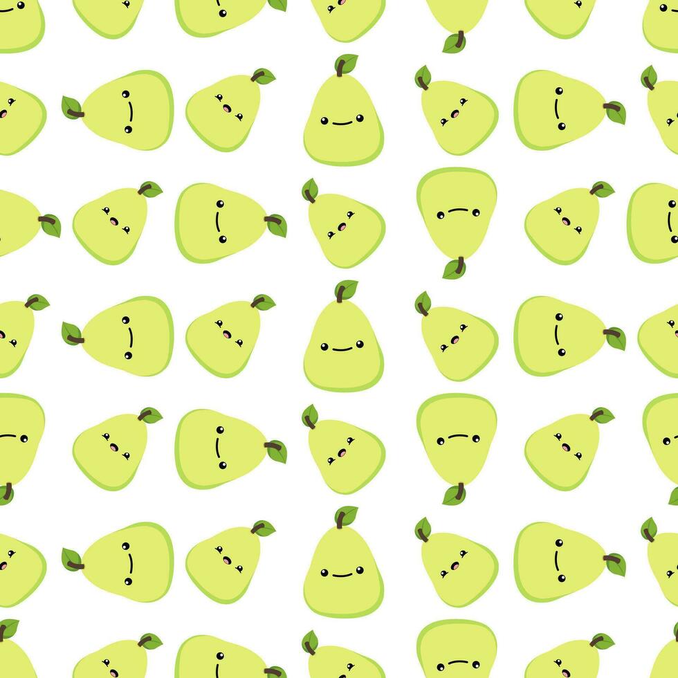 Cute happy pears seamless pattern vector