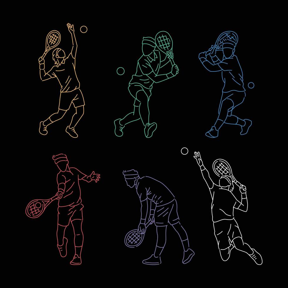 Tennis Player Sports Athlete Pose Vector Collection