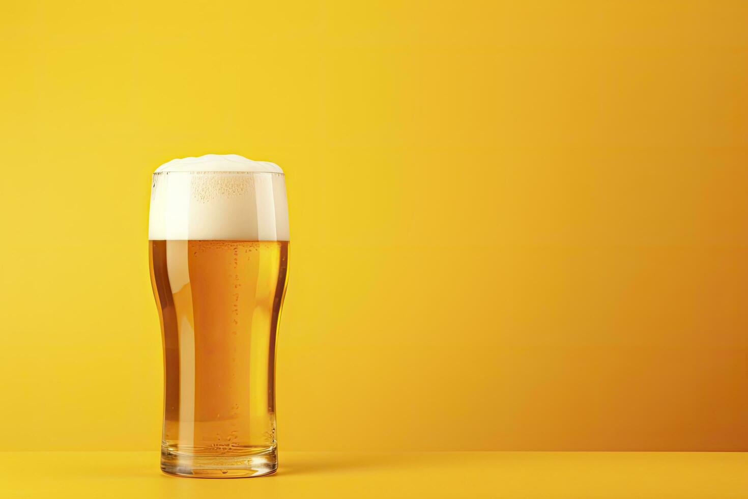 AI generated Beer glass with full beer isolated with a yellow background. AI Generated photo