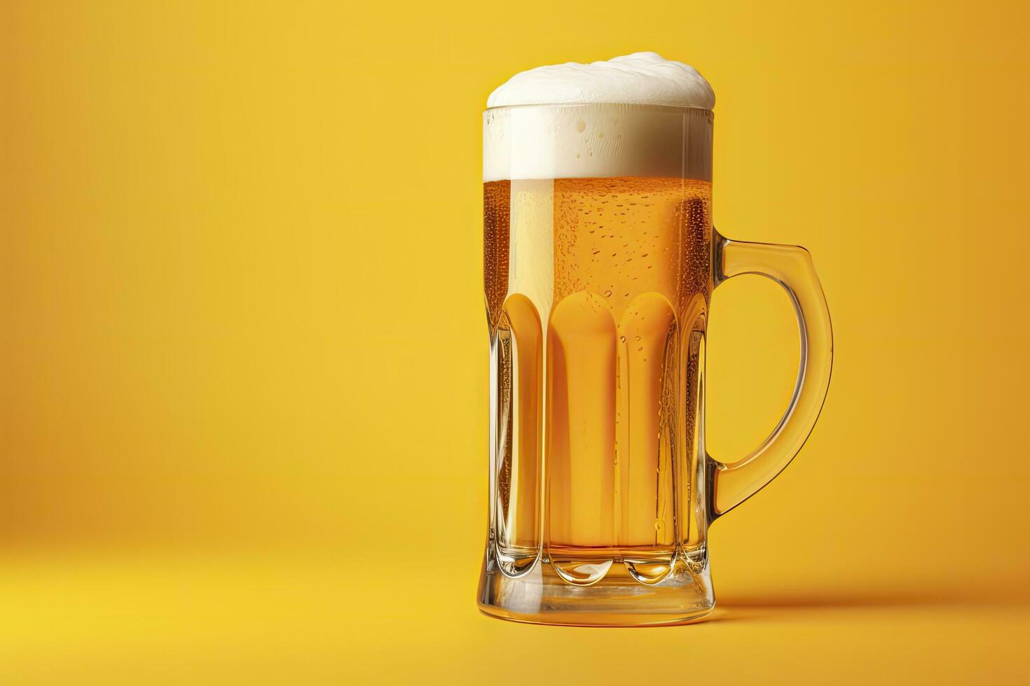 AI generated Beer glass with full beer isolated with a yellow background. AI Generated photo