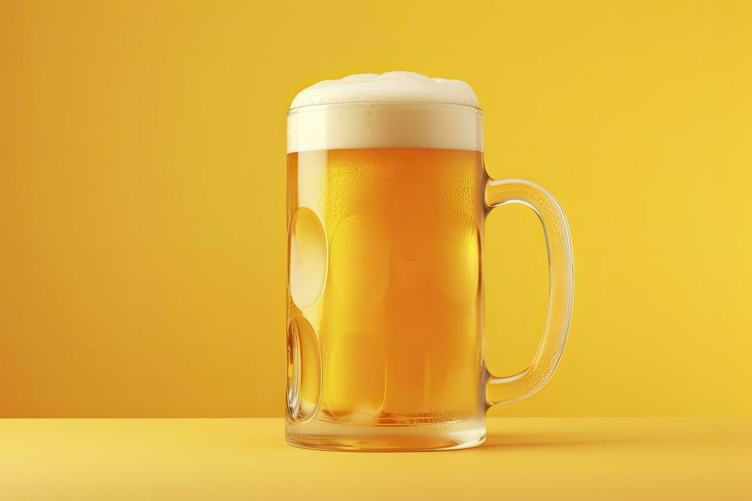 AI generated Beer glass with full beer isolated with a yellow background. AI Generated photo