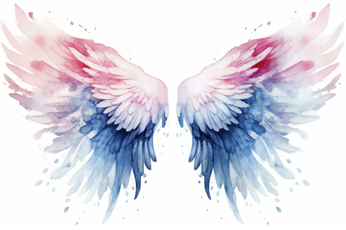 AI generated Beautiful magic watercolor blue pink wings. AI Generated photo