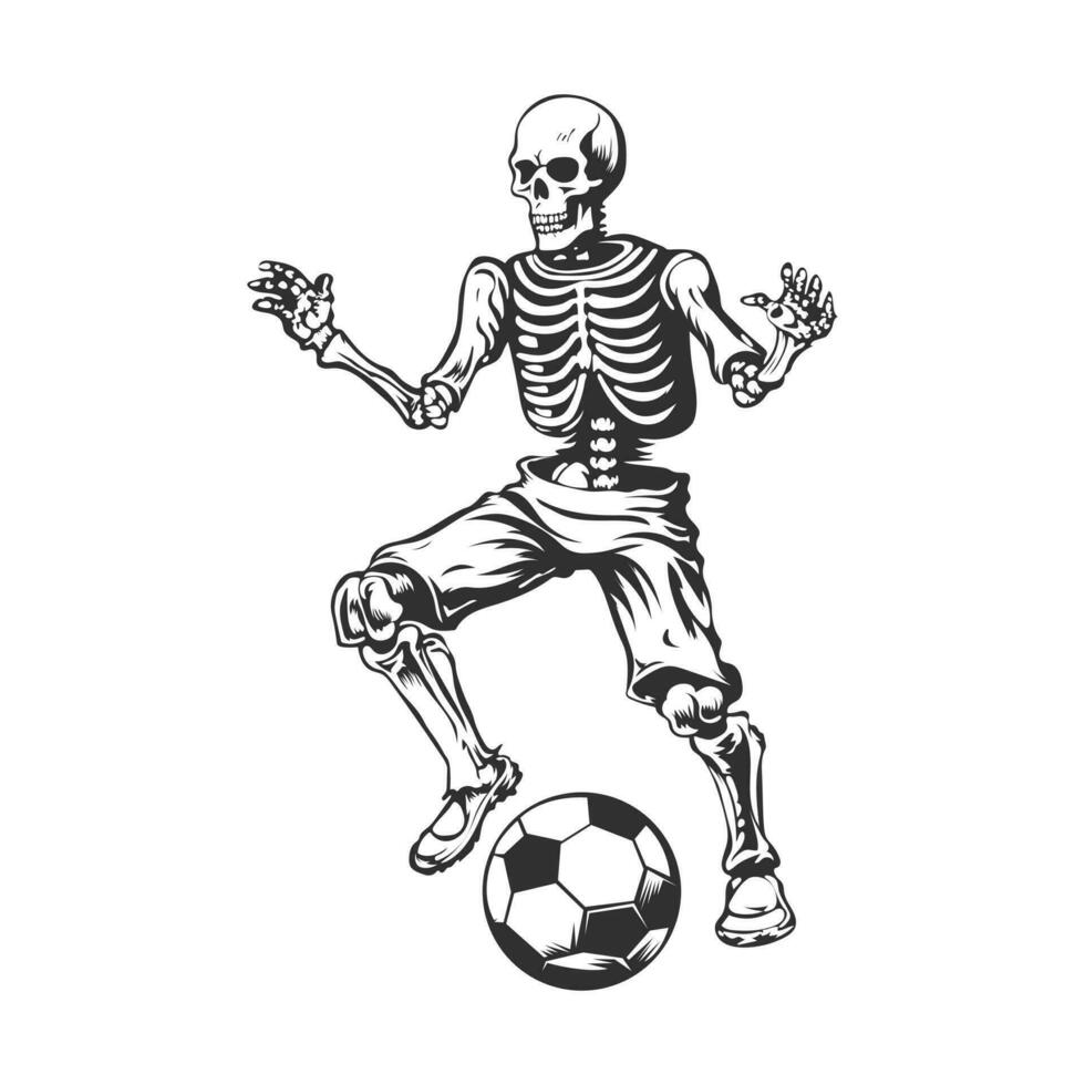 Retro Skull Playing Football Soccer Vector