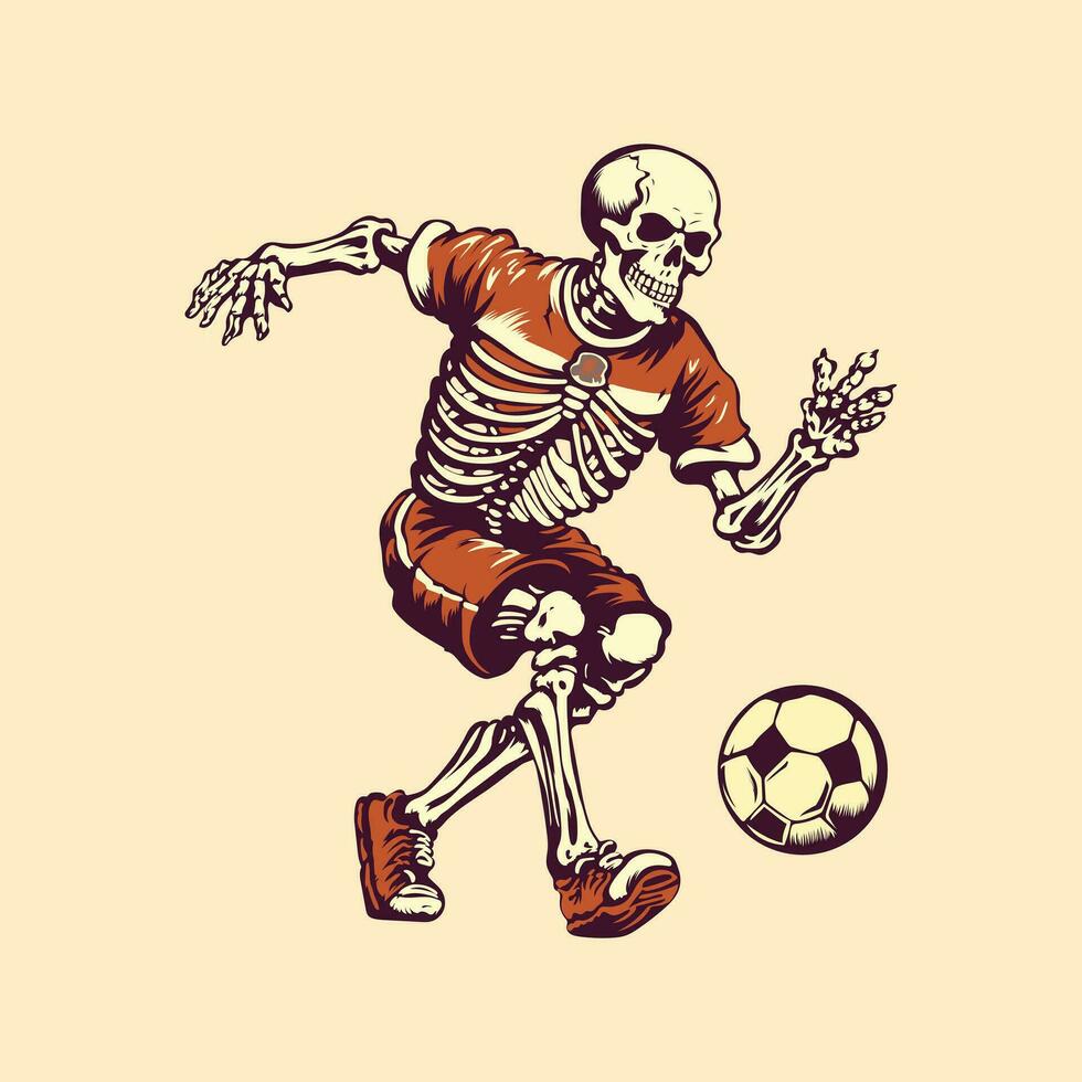 Illustration Skull Playing Football Soccer Vector Stock Illustration