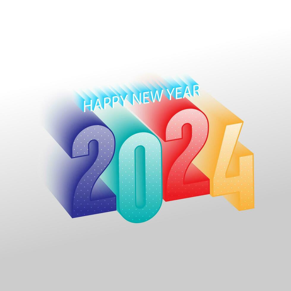 3d 2024 new year background vector