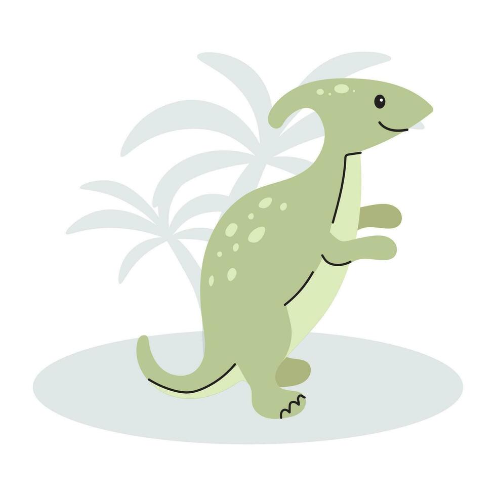 linda dinosaurio en plano estilo aislado en blanco antecedentes. vector ilustración