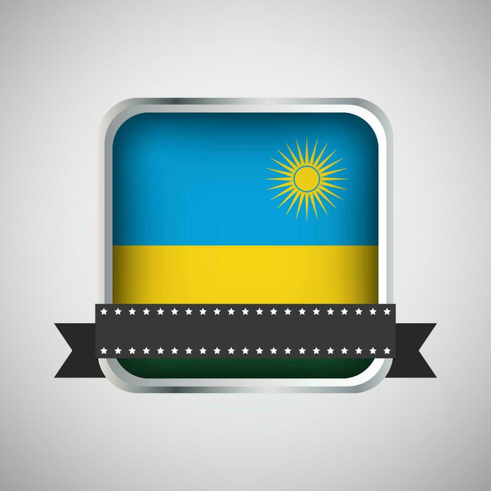 Vector Round Banner With Rwanda Flag
