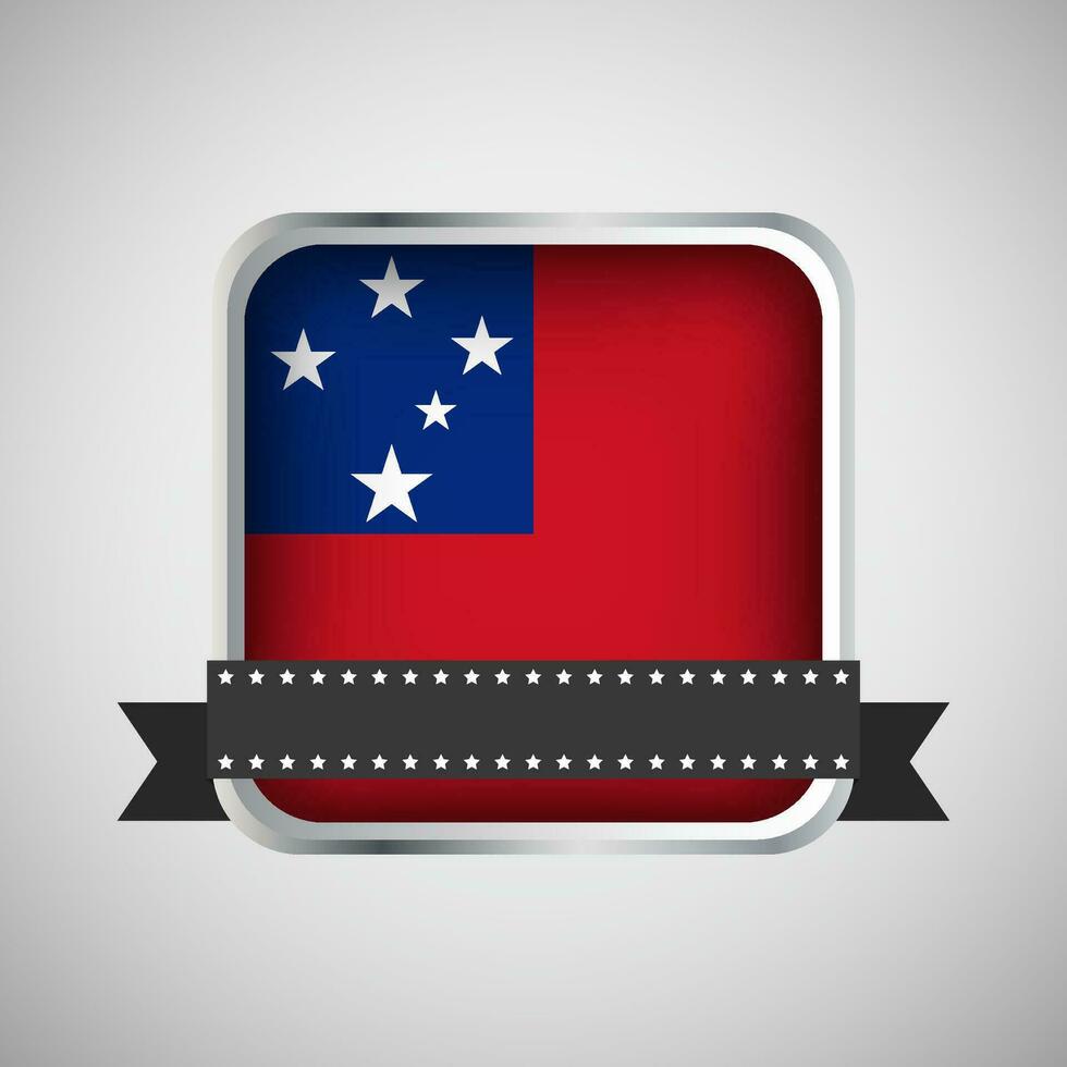 Vector Round Banner With Samoa Flag
