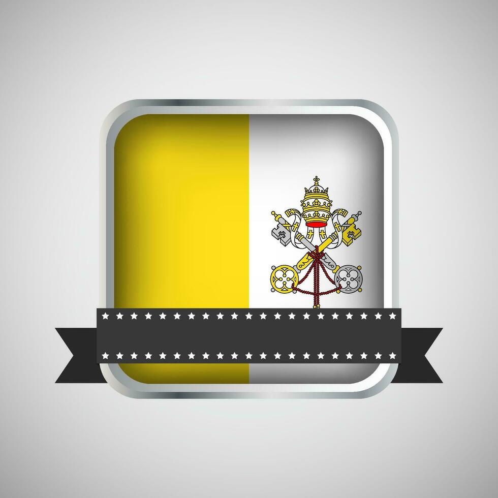 Vector Round Banner With Vatican Flag