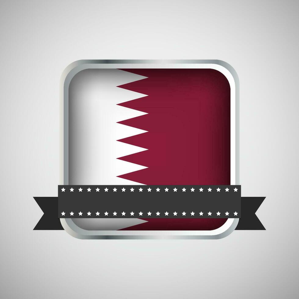 Vector Round Banner With Qatar Flag