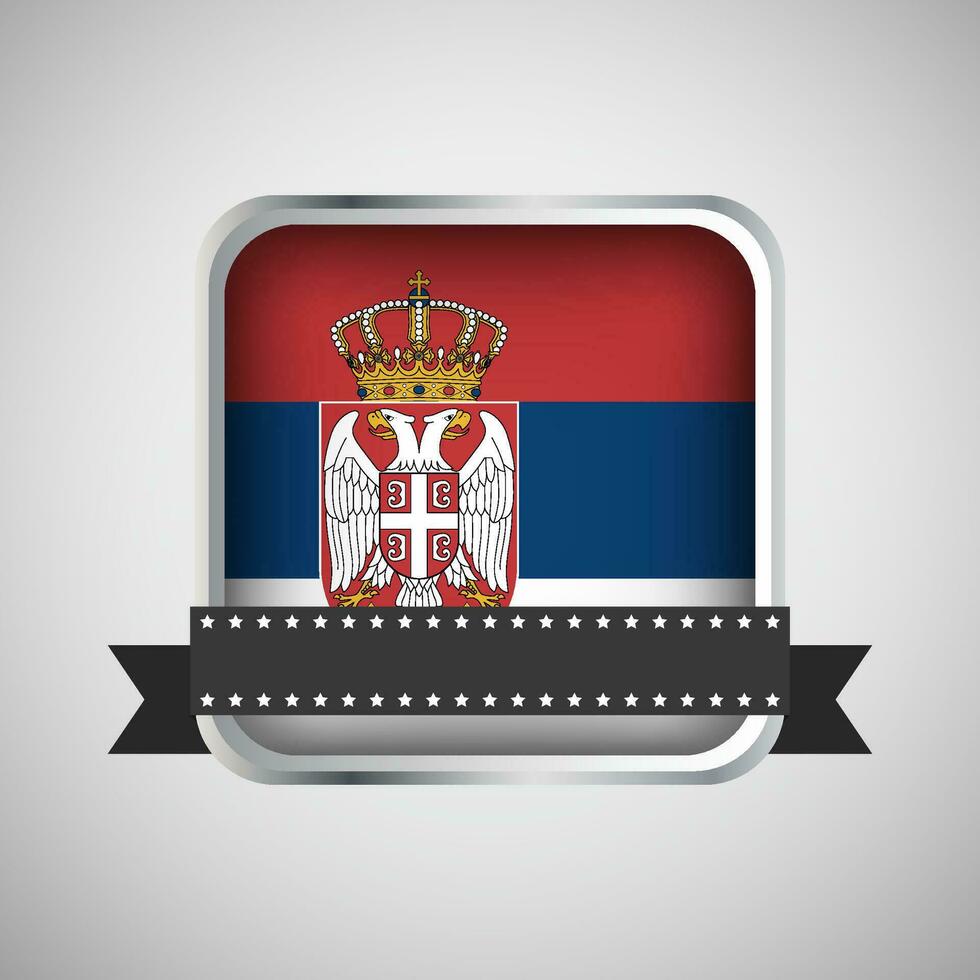 Vector Round Banner With Serbia Flag