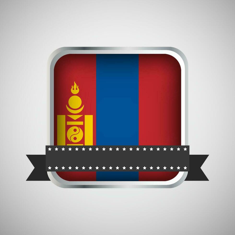 Vector Round Banner With Mongolia Flag