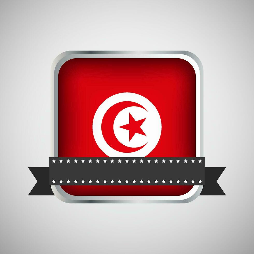 Vector Round Banner With Tunisia Flag