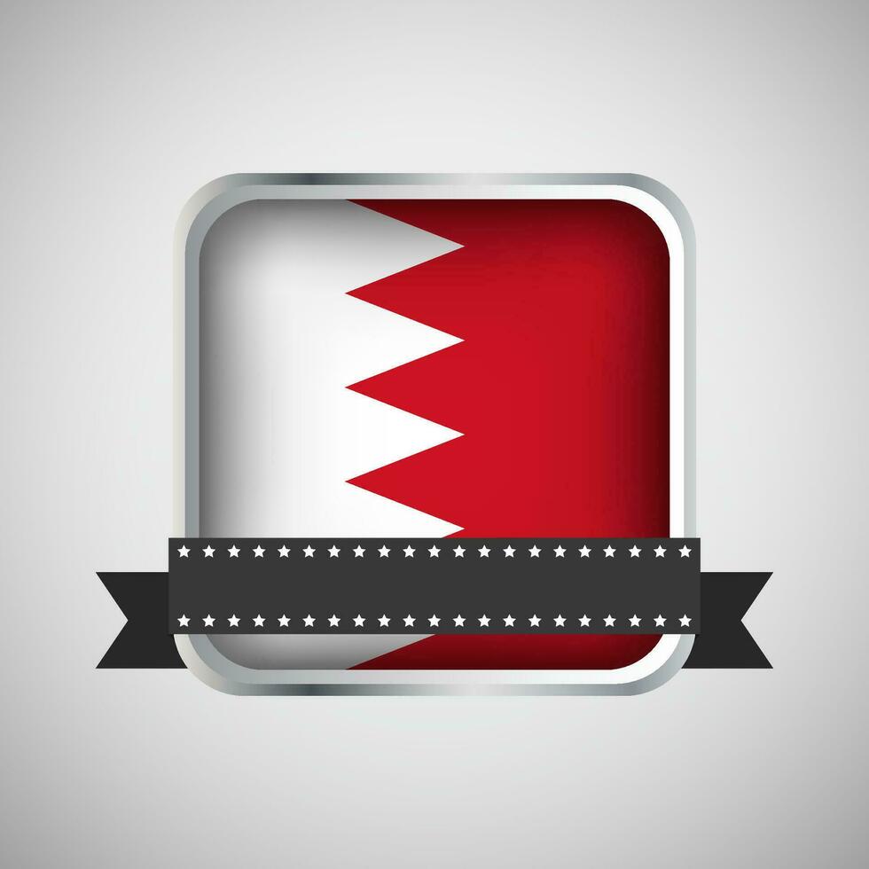 Vector Round Banner With Bahrain Flag
