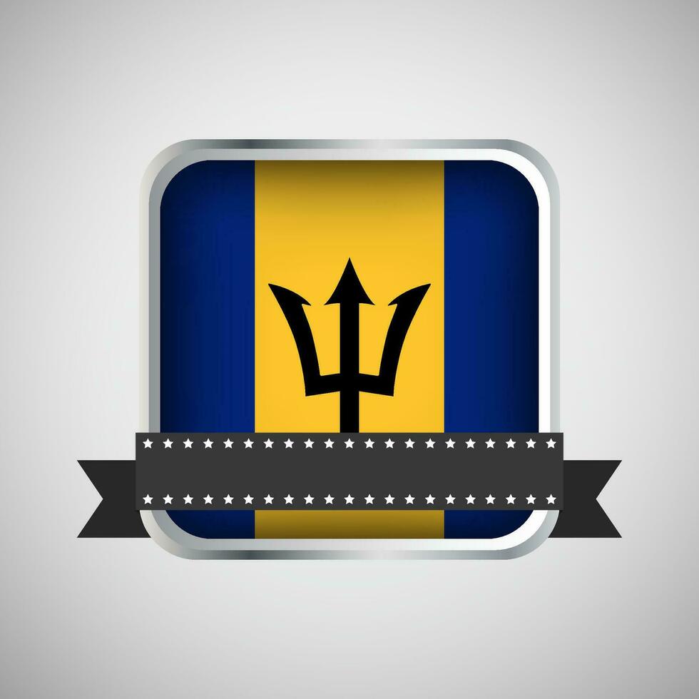 Vector Round Banner With Barbados Flag