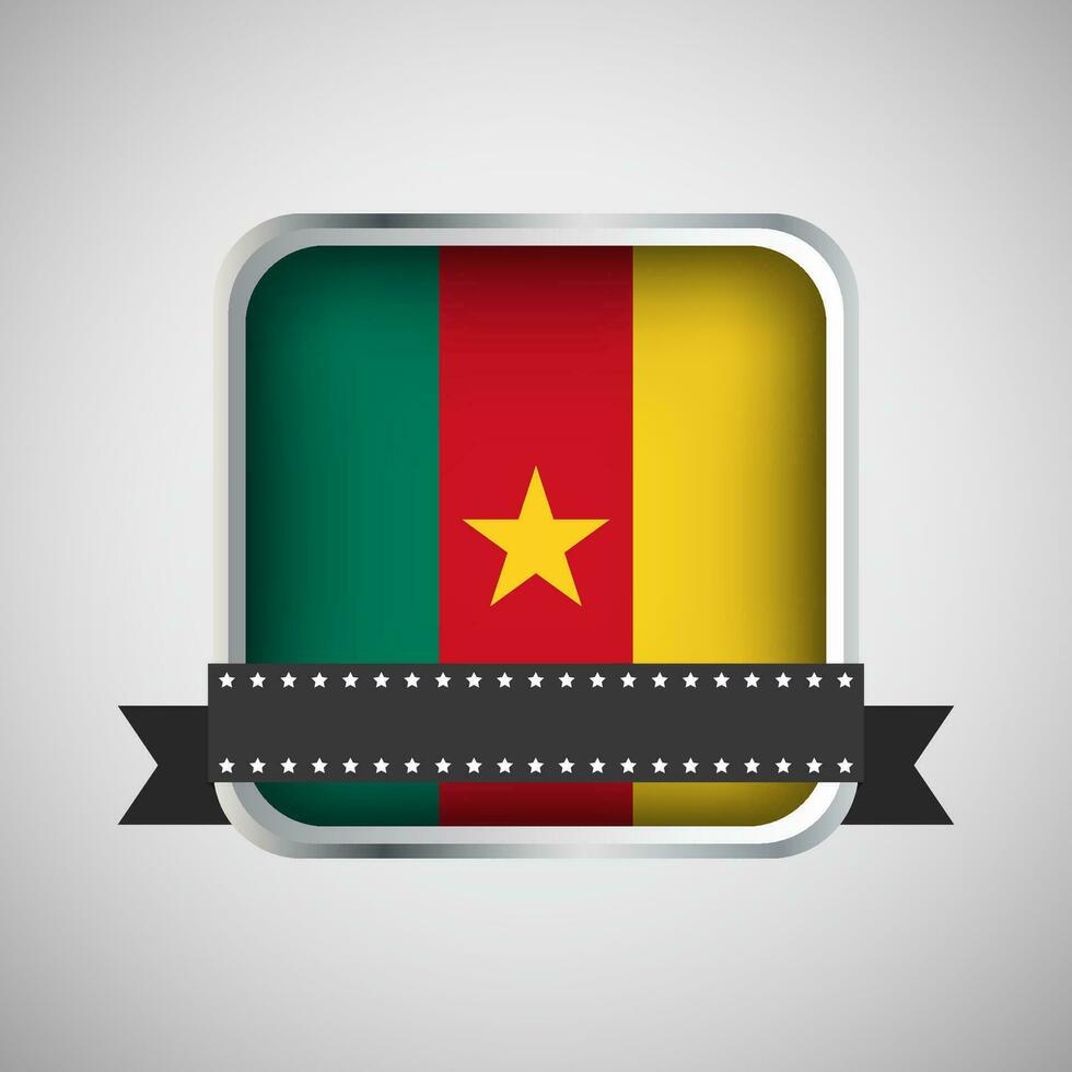 Vector Round Banner With Cameroon Flag