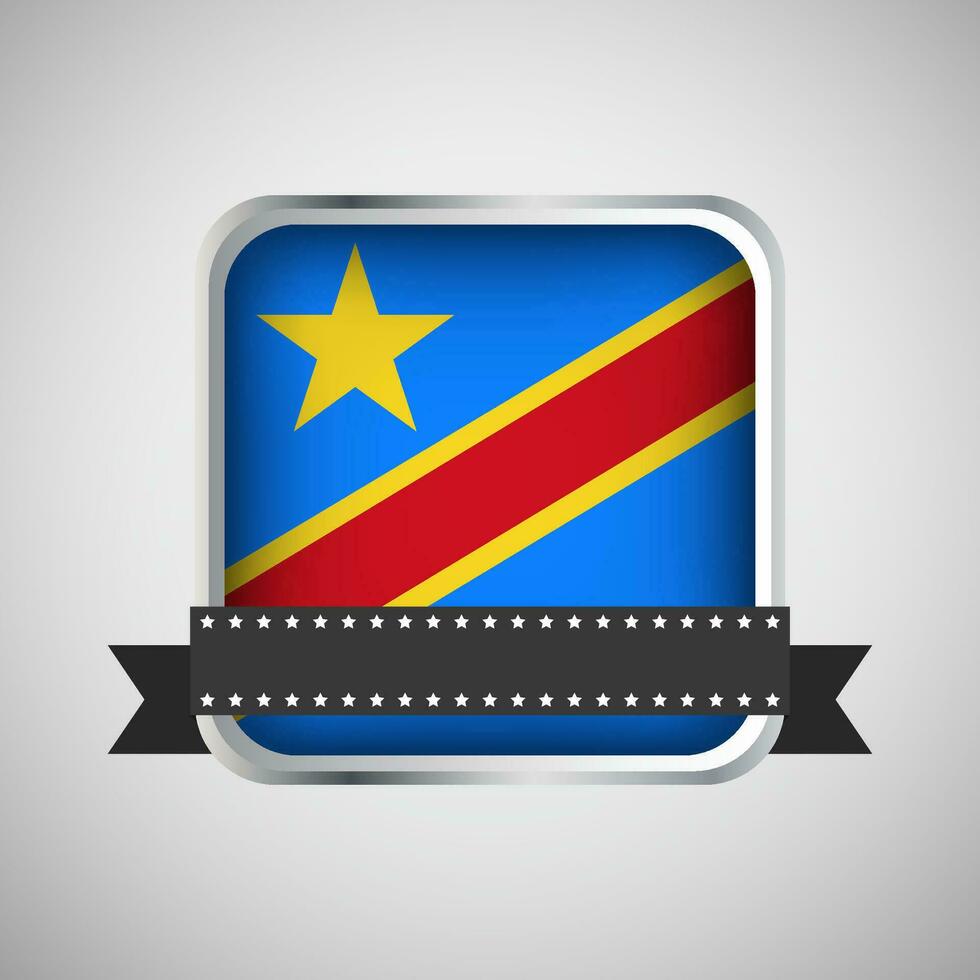 vector redondo bandera con democrático república de el congo bandera