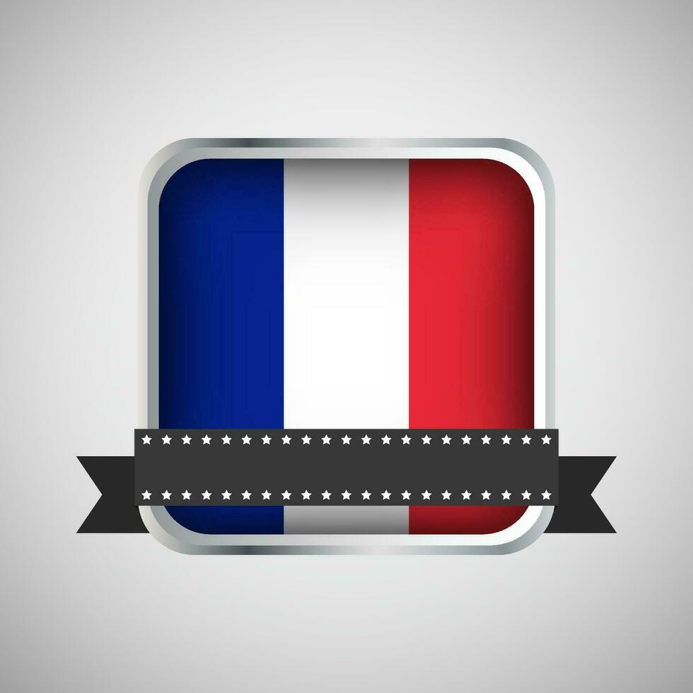 Vector Round Banner With France Flag