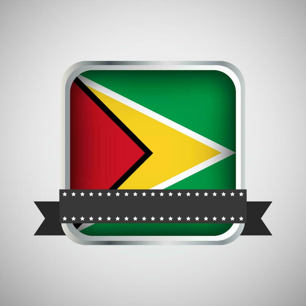 Vector Round Banner With Guyana Flag