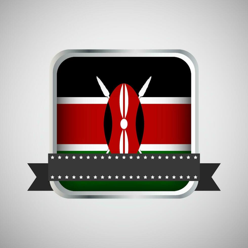 Vector Round Banner With Kenya Flag