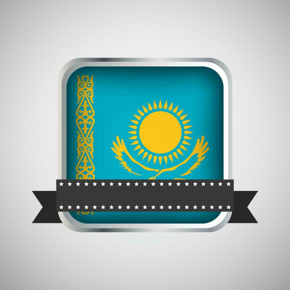 Vector Round Banner With Kazakhstan Flag