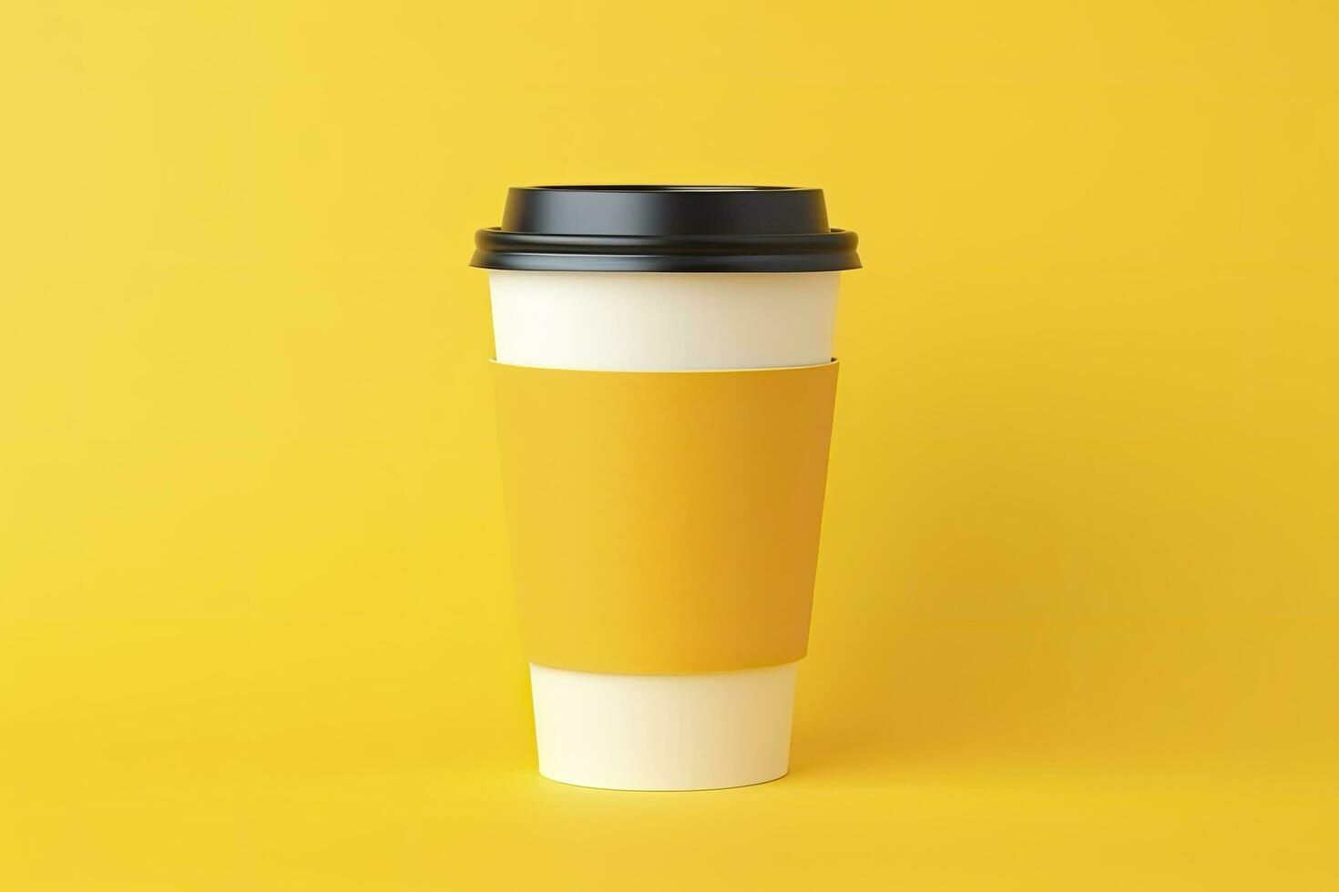 AI generated Blank coffee cup isolated on yellow background. AI Generated photo