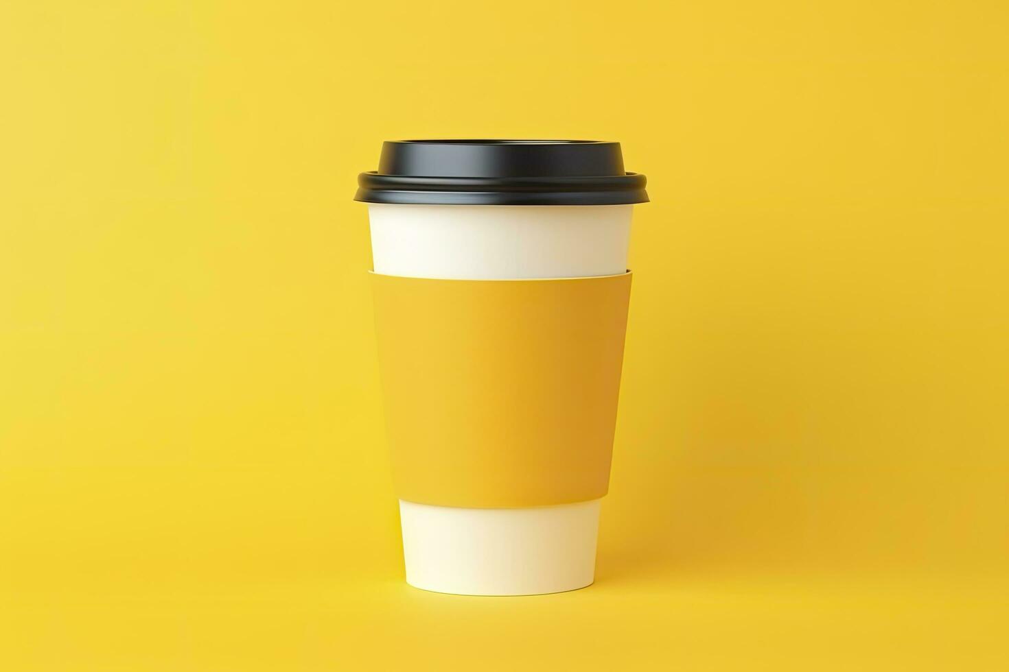 ai generado blanco café taza aislado en amarillo antecedentes. ai generado foto