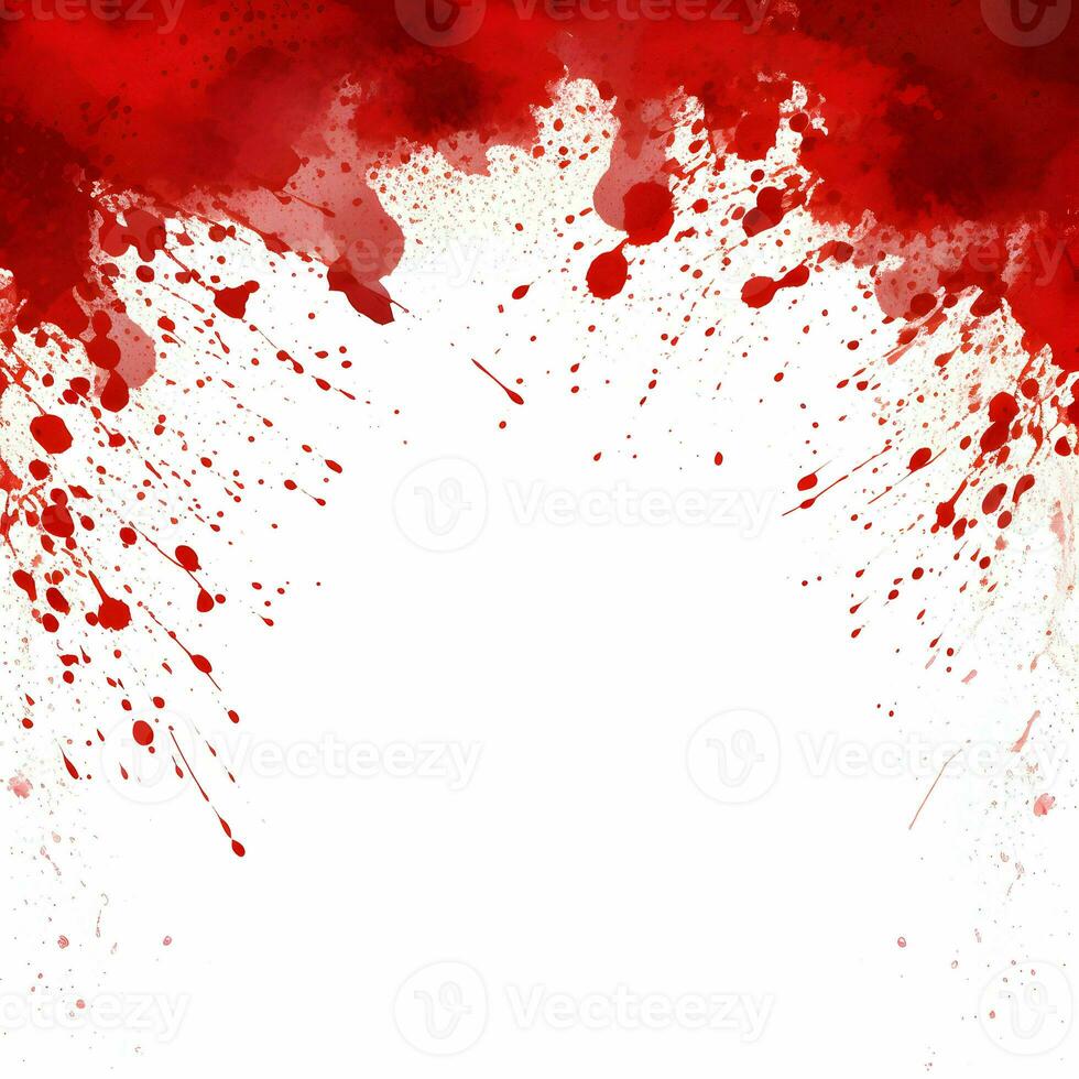 AI generated Photo Full frame of splashes and drops of red liquid in the form of blood on a white background