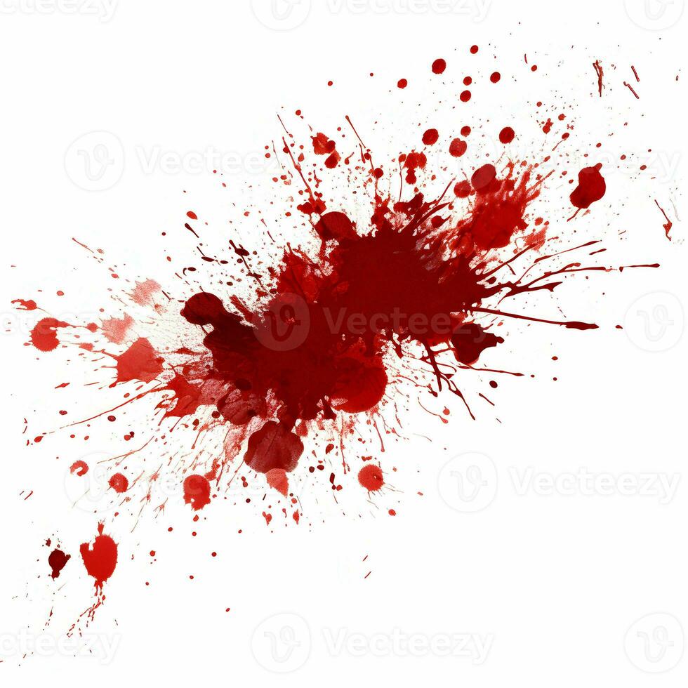 AI generated Photo Full frame of splashes and drops of red liquid in the form of blood on a white background