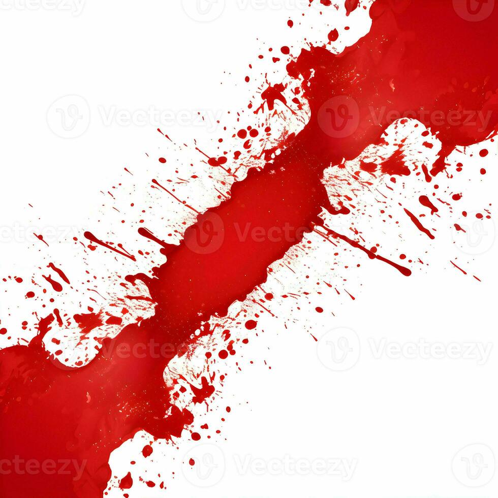 AI generated Photo Full frame of splashes and drops of red liquid in the form of blood on a white background