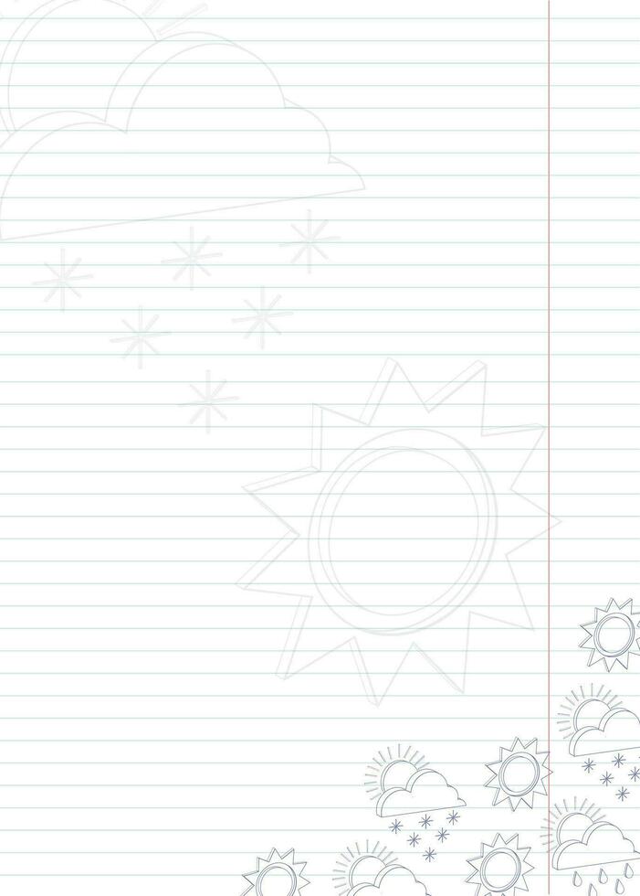note sheet with outline weather icons vector