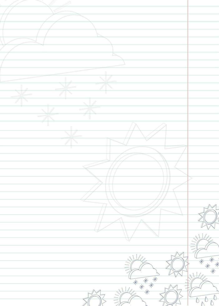 note sheet with outline weather icons vector