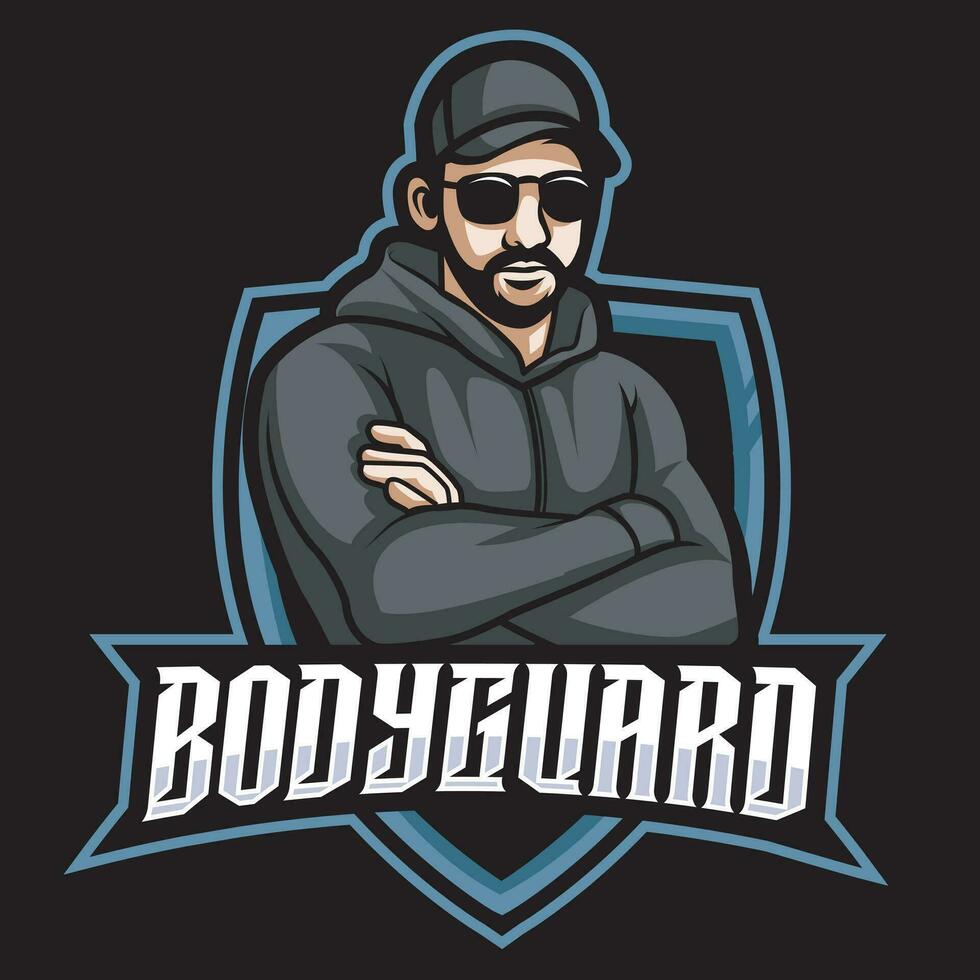 bodyguard mascot logo concept illustration vector