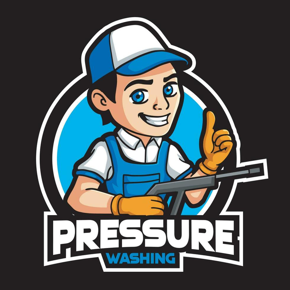 Washer Pressure worker mascot character vector