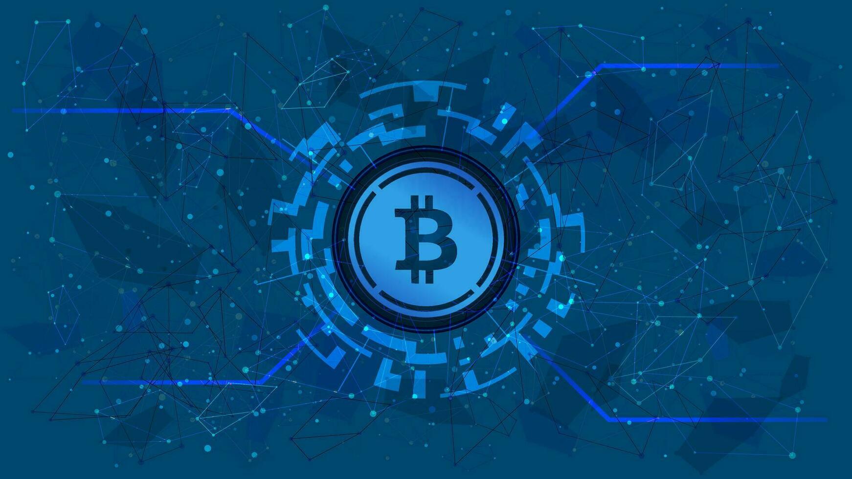 Wrapped Bitcoin WBTC token symbol of the DeFi project in a digital circle with a cryptocurrency theme on a blue background. Cryptocurrency icon. Decentralized finance programs. Copy space. Vector. vector