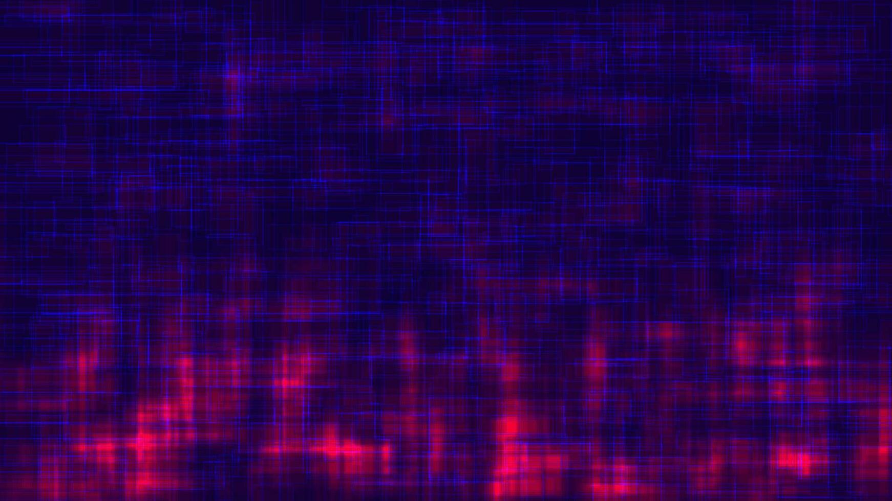 Abstract geometric background of blue stripes and red glow at the bottom on dark background. Vector illustration.