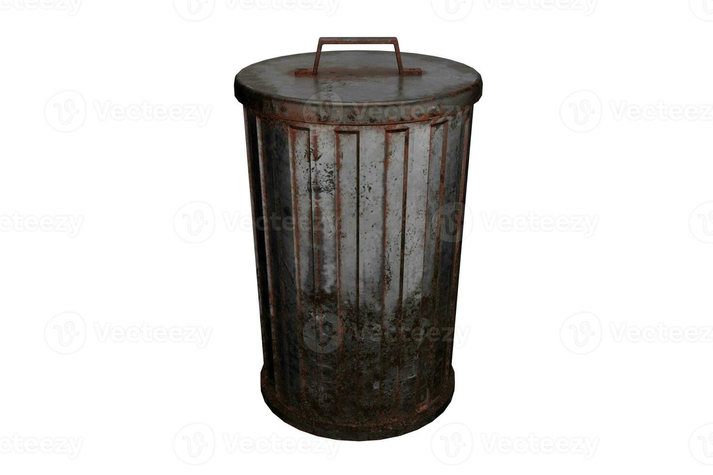 3d rendering metal trash can, concept object for home photo