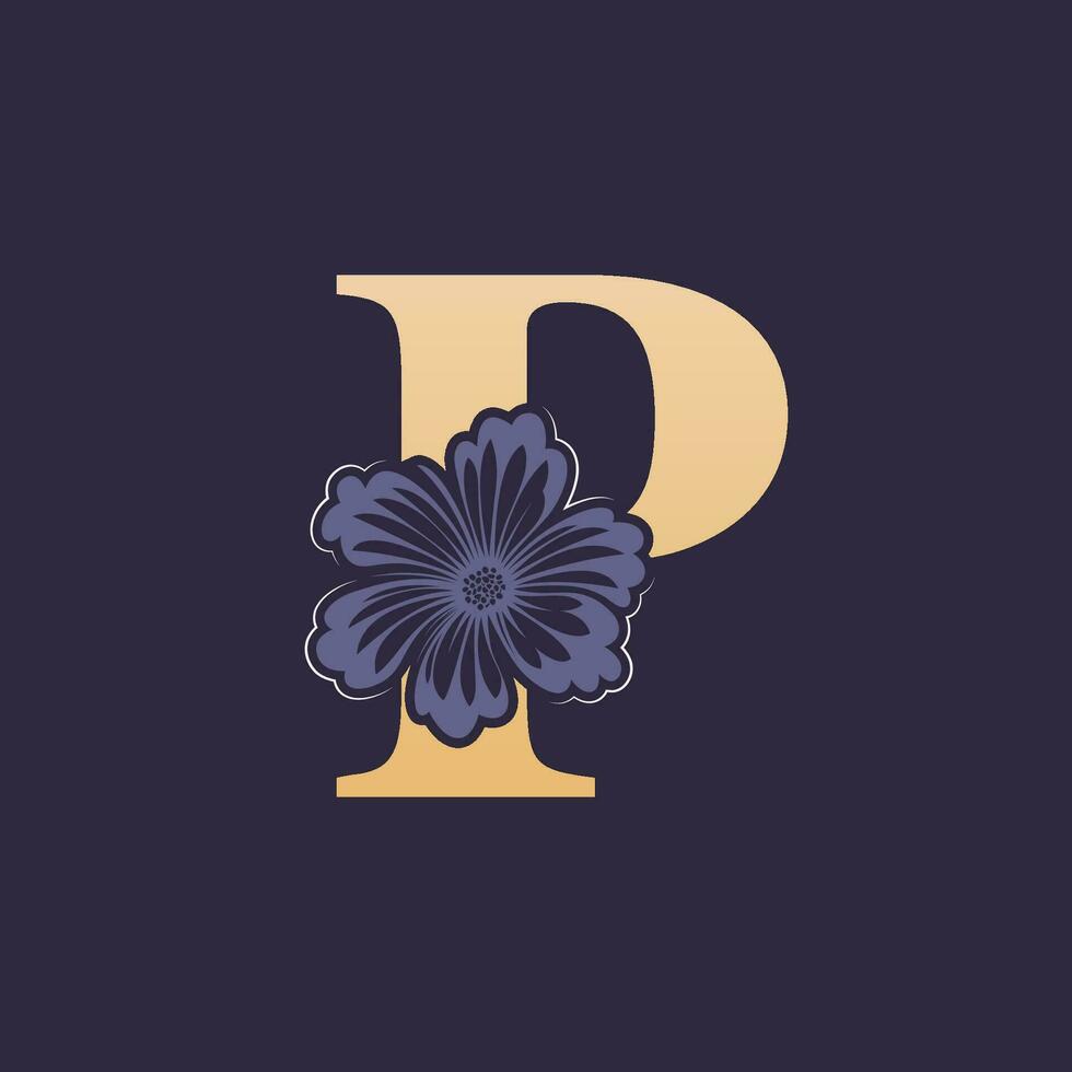 Floral alphabet P Logo with Flower. Initial Letter P Logo Template vector