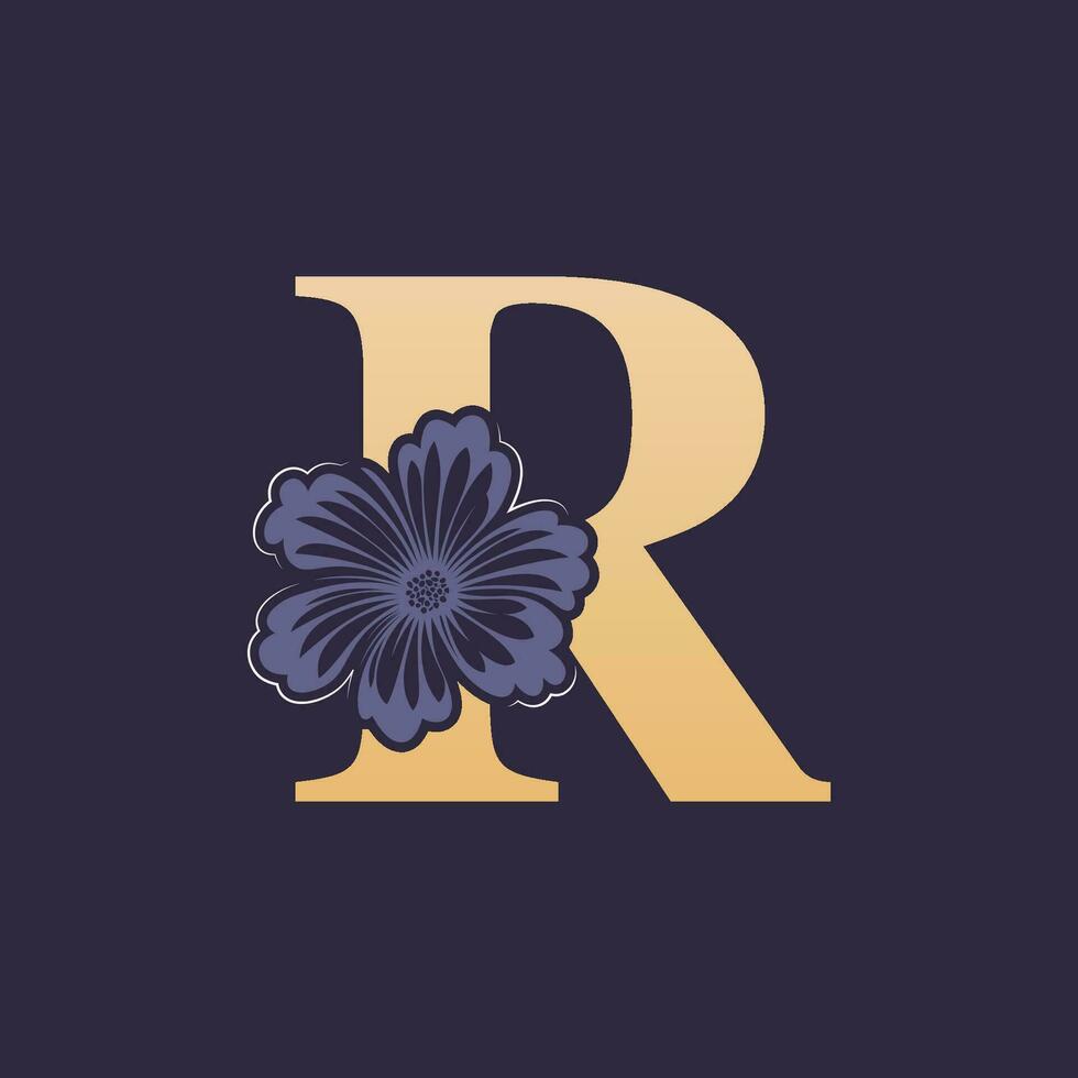 Floral alphabet R Logo with Flower. Initial Letter R Logo Template vector