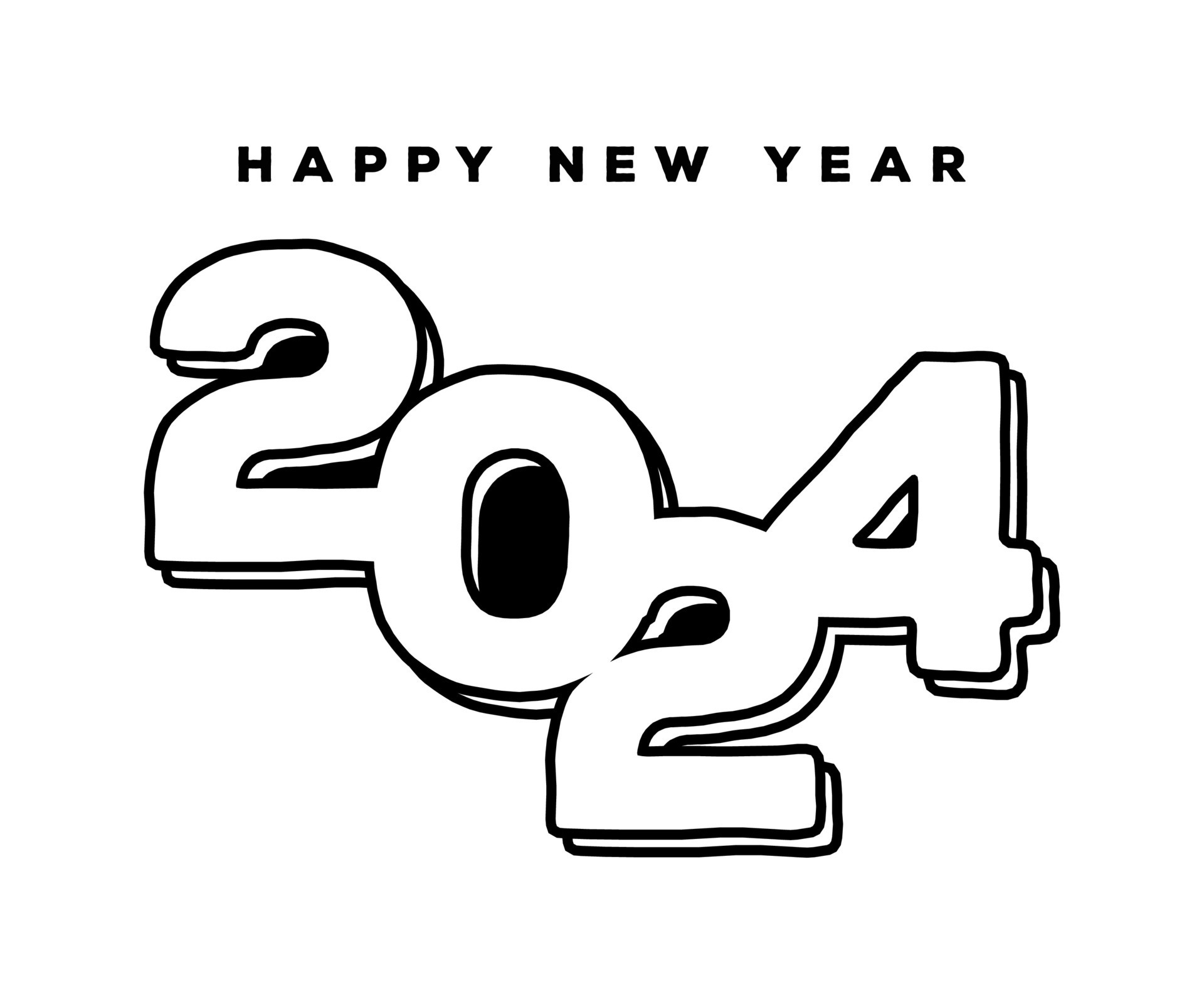 2024 typography logo design concept. Happy new year 2024 logo design